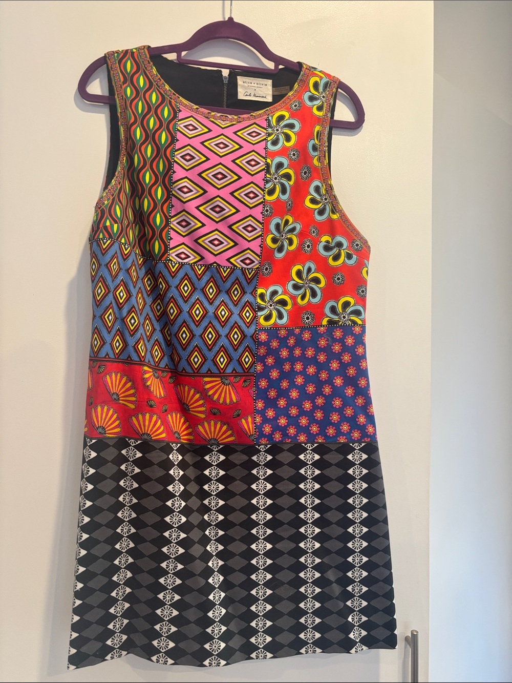Alice + Olivia Multicolor Patchwork Mini Dress